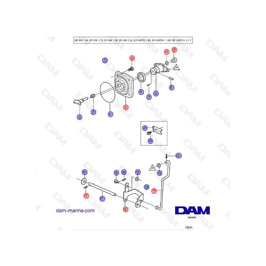 Vue éclatée Shift Mechanism Embase Volvo Penta DP-SM