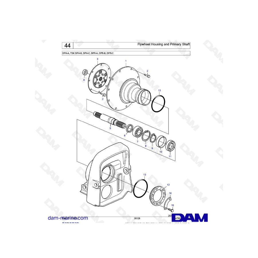 Vue éclatée embase Volvo Penta DPH-A / DPR-A