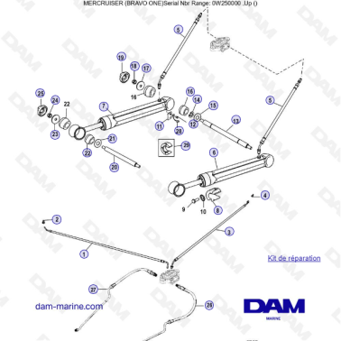 Exploded View Mercruiser Bravo Trim Cylinders - DAM Marine