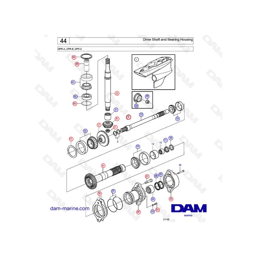 DPR-A, DPR-B Drive Shaft and Bearing Housing