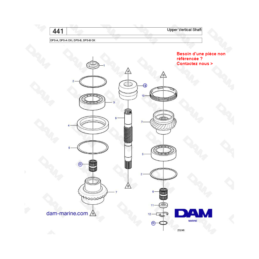 DPS-A, DPS-A Oxi, DPS-B, DPS-B OX Upper Vertical Shaft - DAM Marine