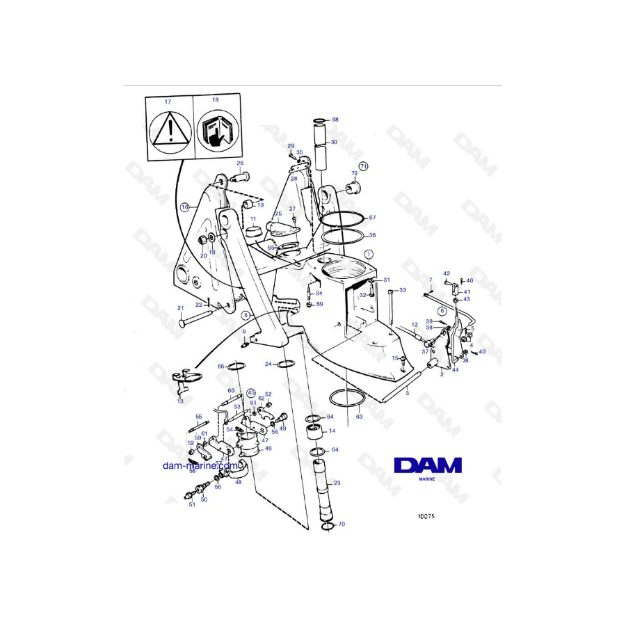 Vue éclatée intermédiaire d'embase Volvo Penta SP-A / SP-A1