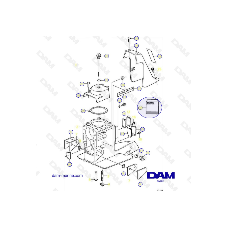 SX-M, SX-MTD base top exploded view