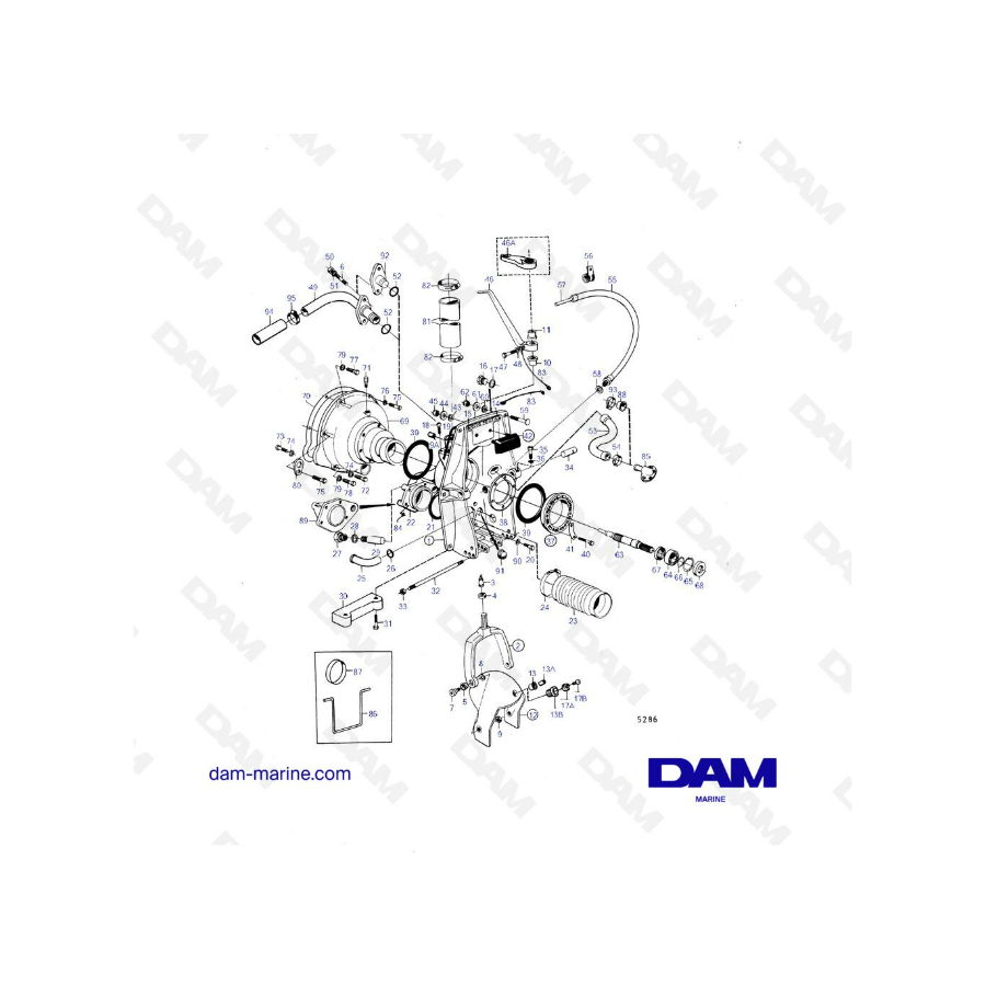 Exploded view Cardan / Cylinders Volvo Penta 270 - 280