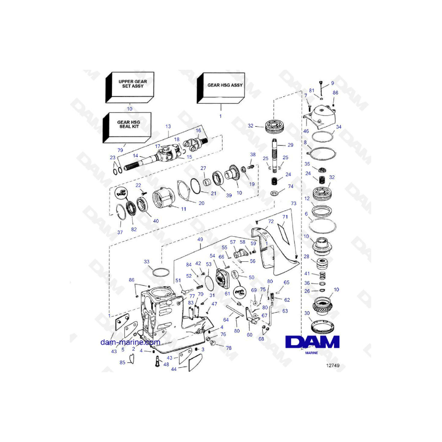 Vista superior de la unidad de accionamiento Volvo Penta DP-S