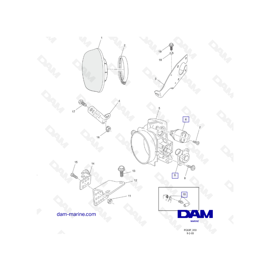 PCM ZR6 03-05 Cuerpo del acelerador y componentes relacionados