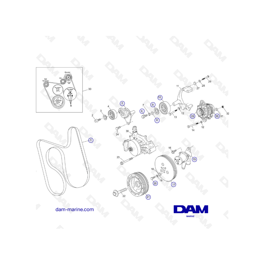 Componentes del sistema de accionamiento accesorio PCM ZR6 03-05