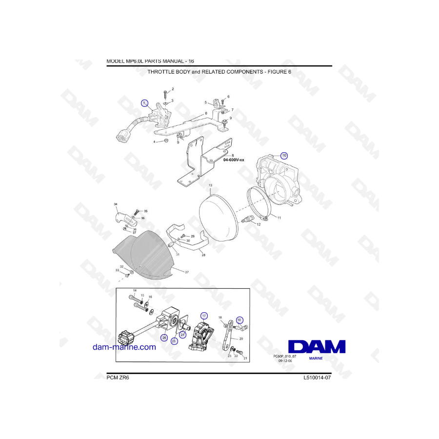 PCM ZR6 07 - Cuerpo del acelerador y componentes relacionados