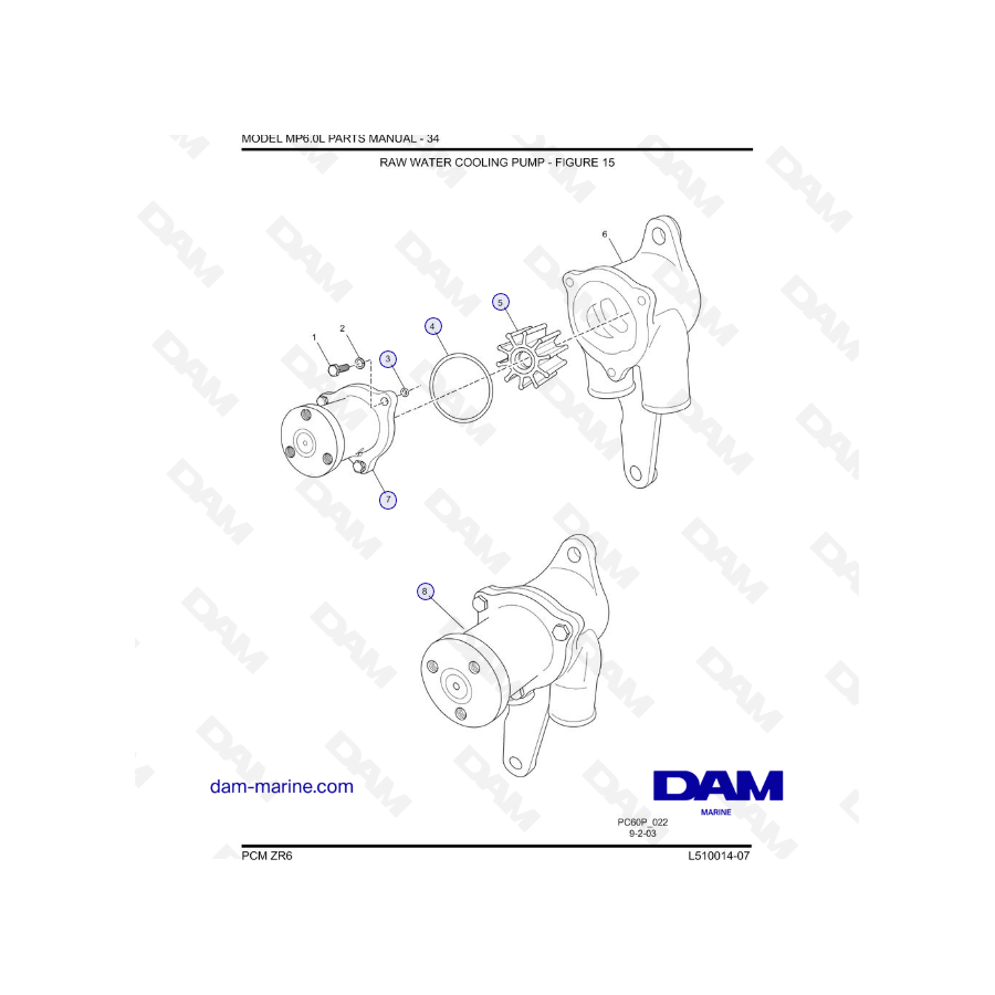 PCM ZR6 07 - Bomba de refrigeración de agua salada