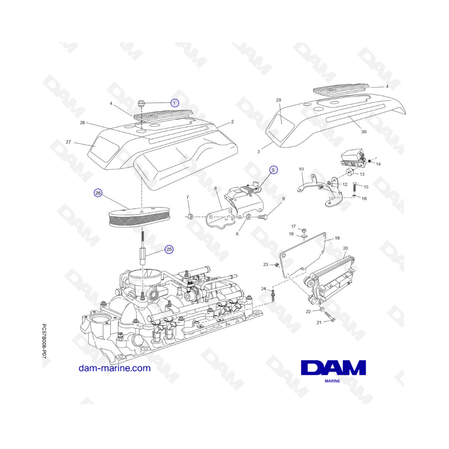 PCM 5.7L Excalibur 02 - Componentes del múltiple de admisión