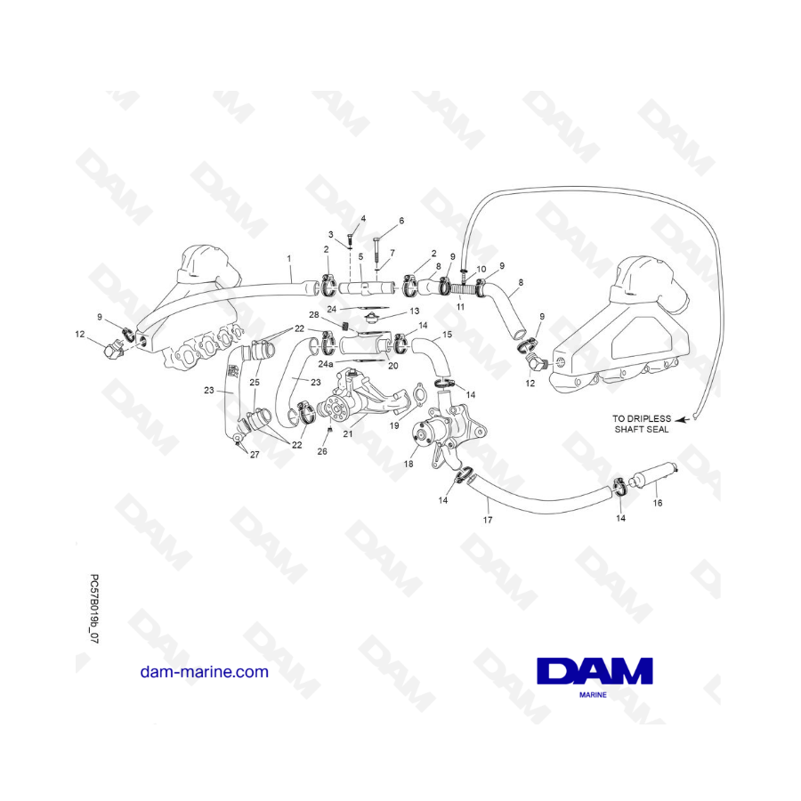 PCM Excalibur 5.7L 02 - Sistema de refrigeración de agua salada