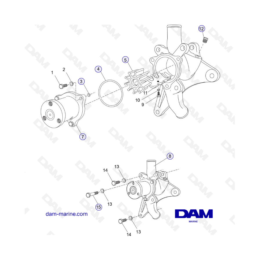 PCM Excalibur 5.7L 02 - Bomba de refrigeración por agua cruda