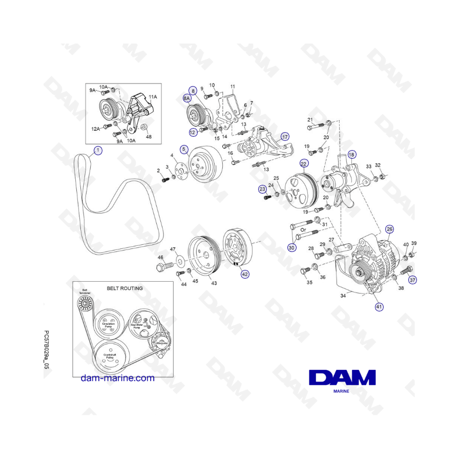 PCM Excalibur 5.7L Accessory drive system components