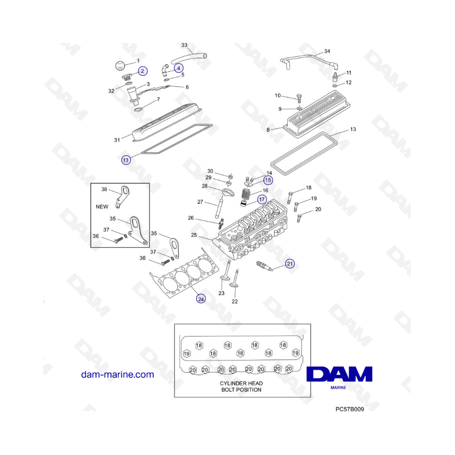 PCM Excalibur 5.7L 02-05 - Conjunto de culata