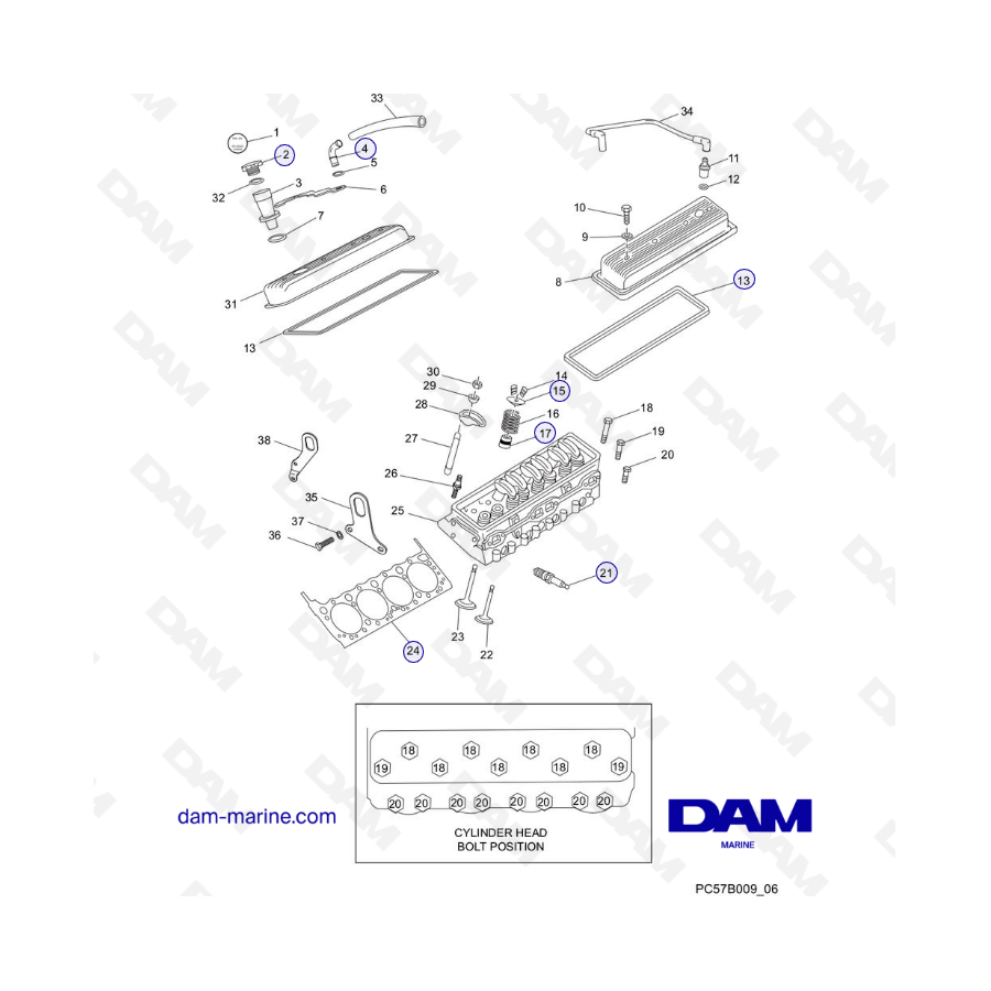 PCM 343 Excalibur - Cylinder Head assembly