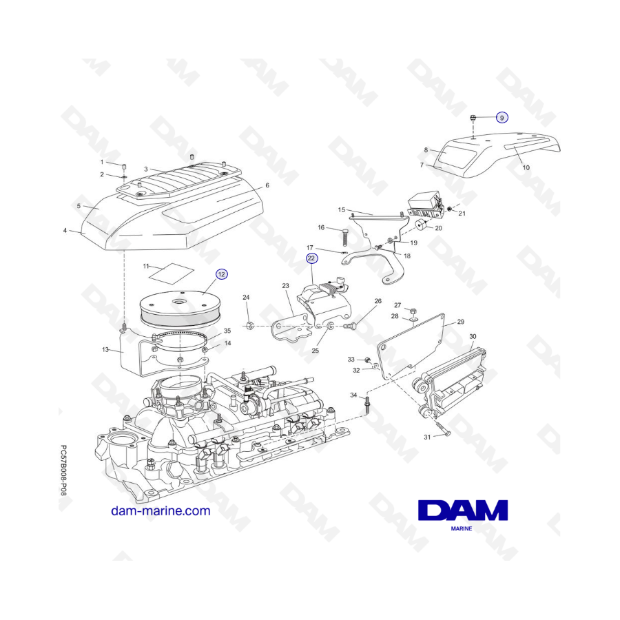 PCM Excalibur 343 - Intake Manifold components