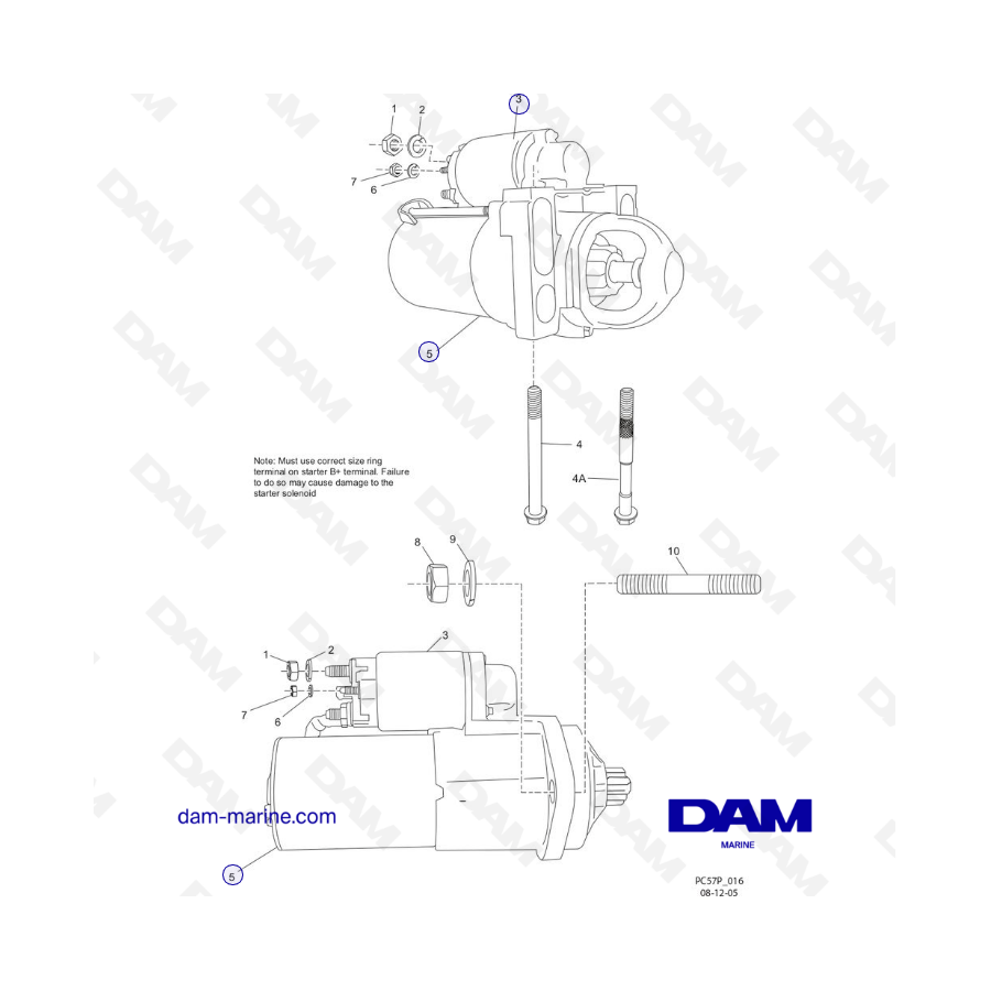 PCM Excalibur 343 - Componentes del conjunto de arranque