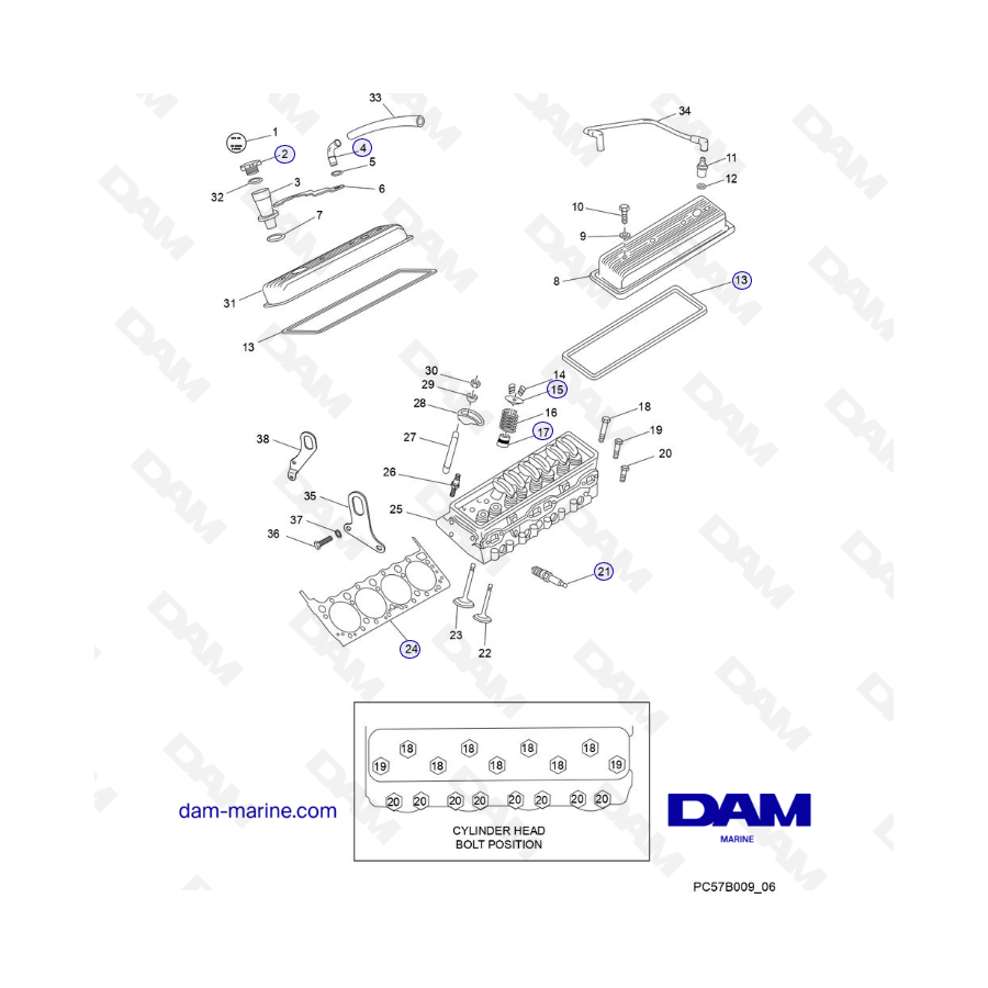 PCM Excalibur 343 2010-2012- Cylinder head assembly