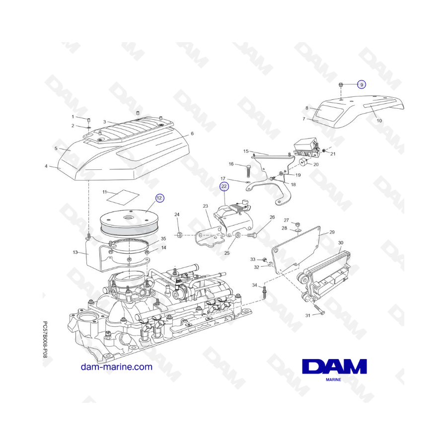 PCM Excalibur 343 2010-2012- Intake manifold components