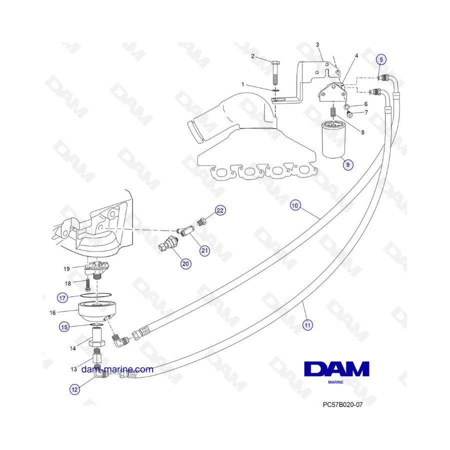 PCM Excalibur 343 2010-2012- Remote oil filter components