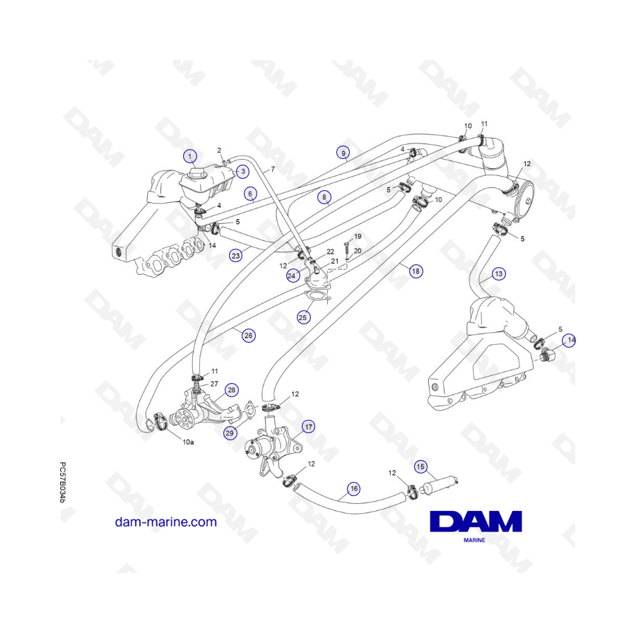 PCM Excalibur 343 2010-2012- Fresh water cooling system components