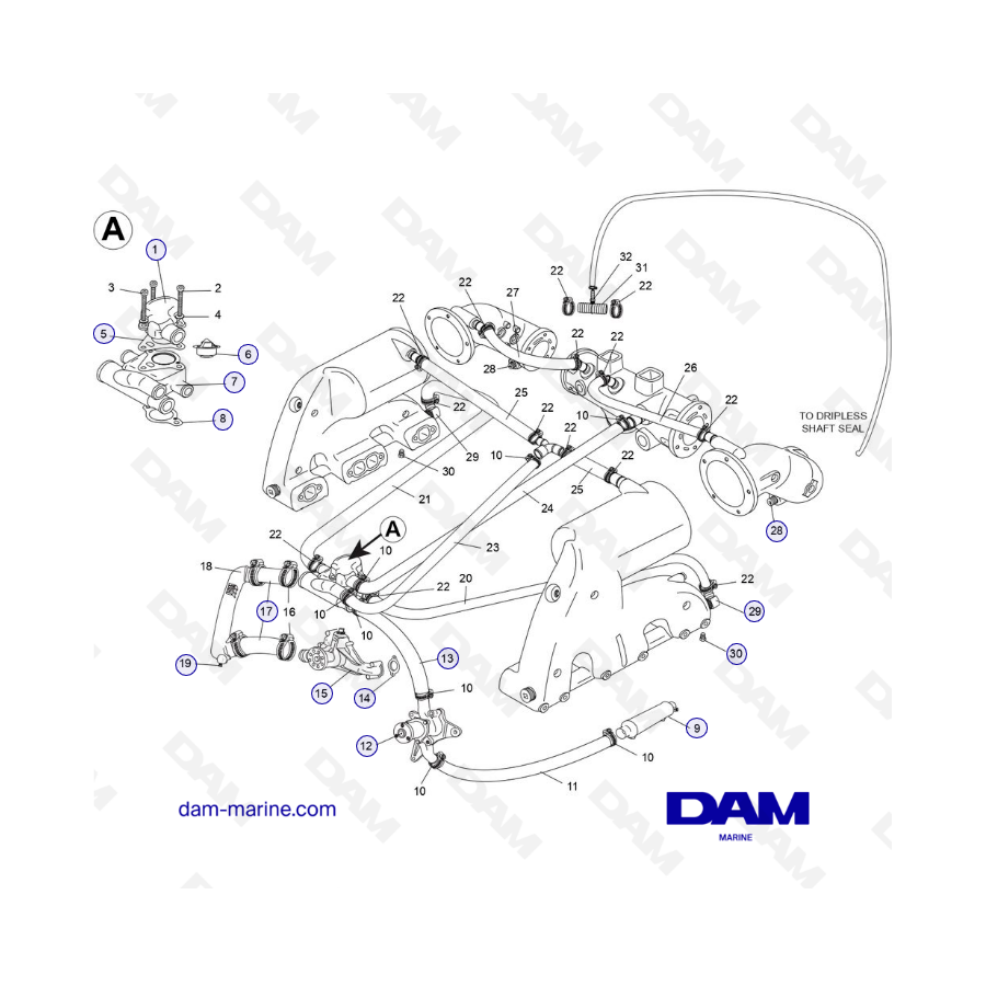 PCM Excalibur 343 2010-2012 - CES Raw water cooling system components