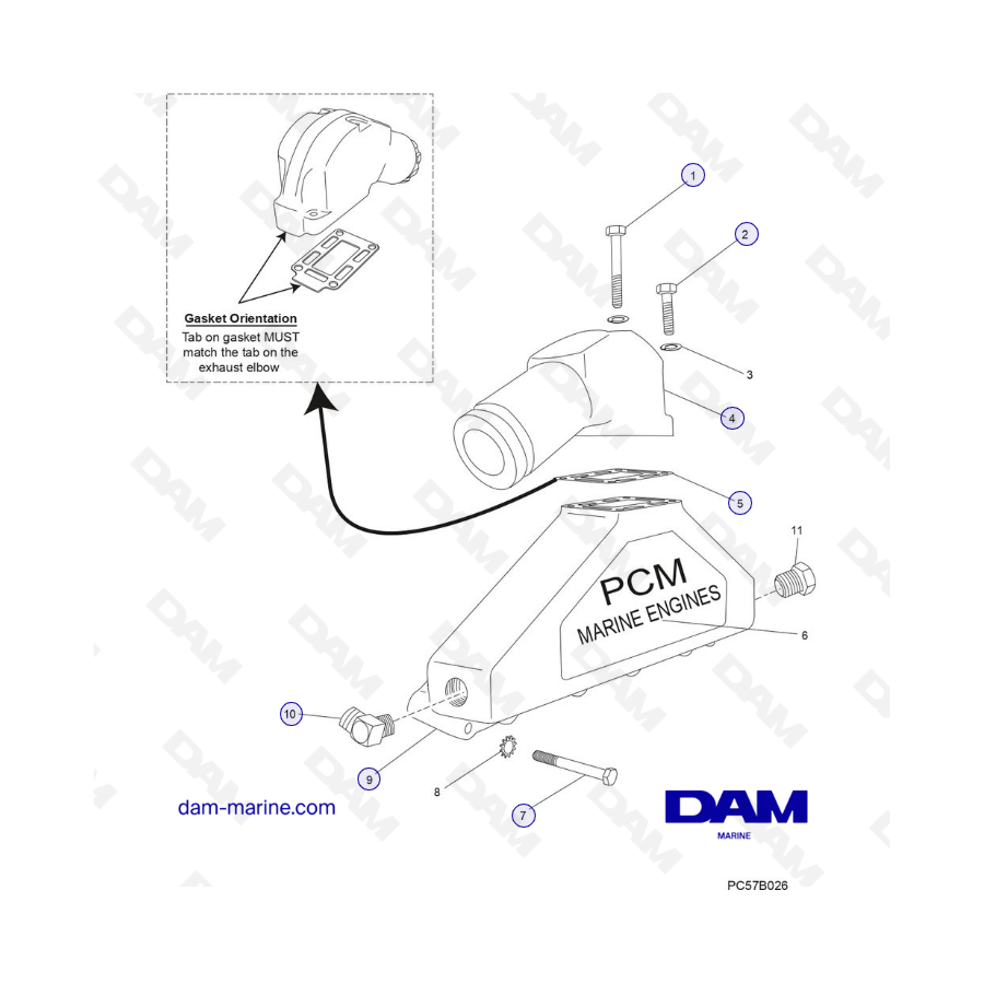 PCM Excalibur 343 2010-2012- Exhaust manifold and components