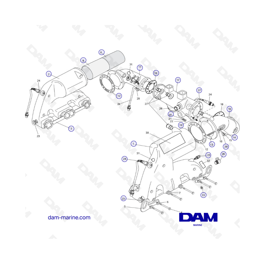 PCM Excalibur 343 2010-2012 - CES Exhaust Manifold and components