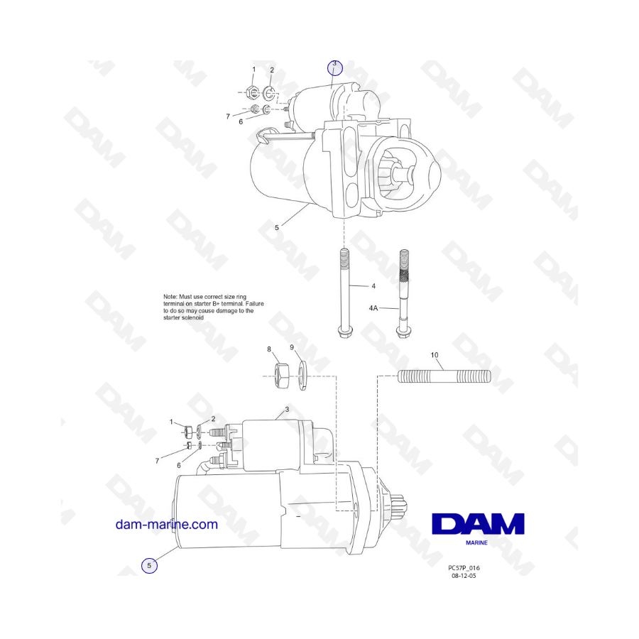 PCM Excalibur 343 2010-2012- Starter assembly components