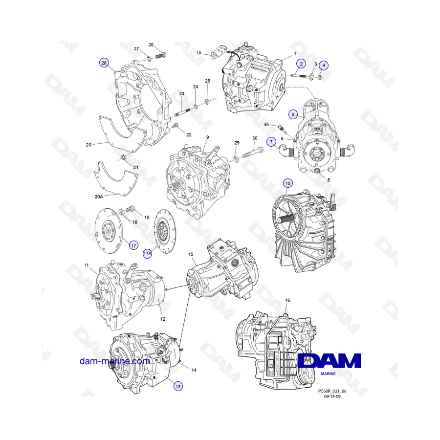 PCM Excalibur 343 2010-2012 - Bell housing assembly