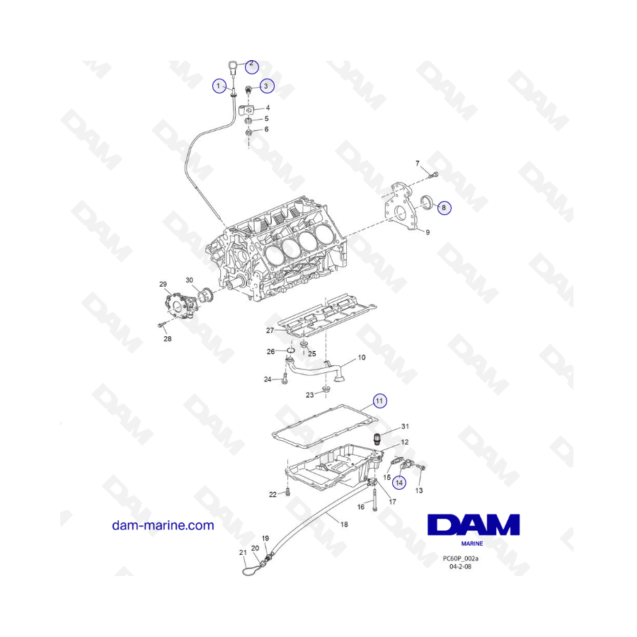 PCM ZR409 - ZR450 - 08/10 - CONJUNTO DE CÁRTER DE ACEITE y BOMBA DE ACEITE