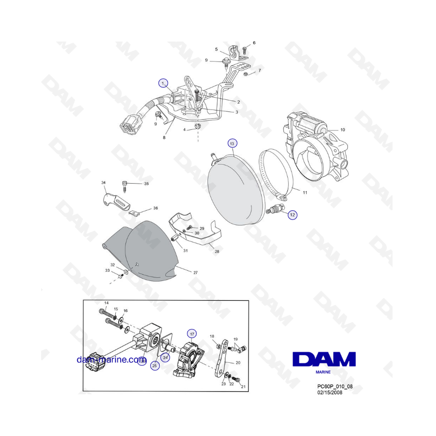 PCM ZR409 - ZR450 - 08/10 - CUERPO MARIPOSA y COMPONENTES RELACIONADOS