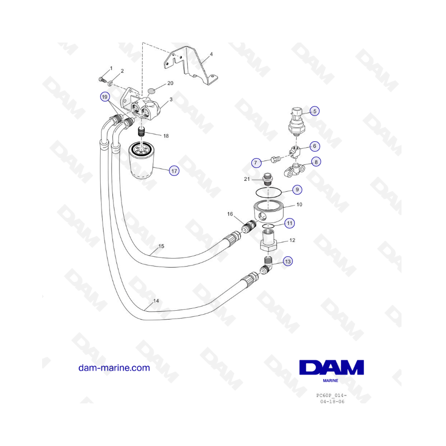 PCM ZR409 - ZR450 - 08/10 - COMPONENTES DEL FILTRO DE ACEITE REMOTO (STANDARD DRIVE)