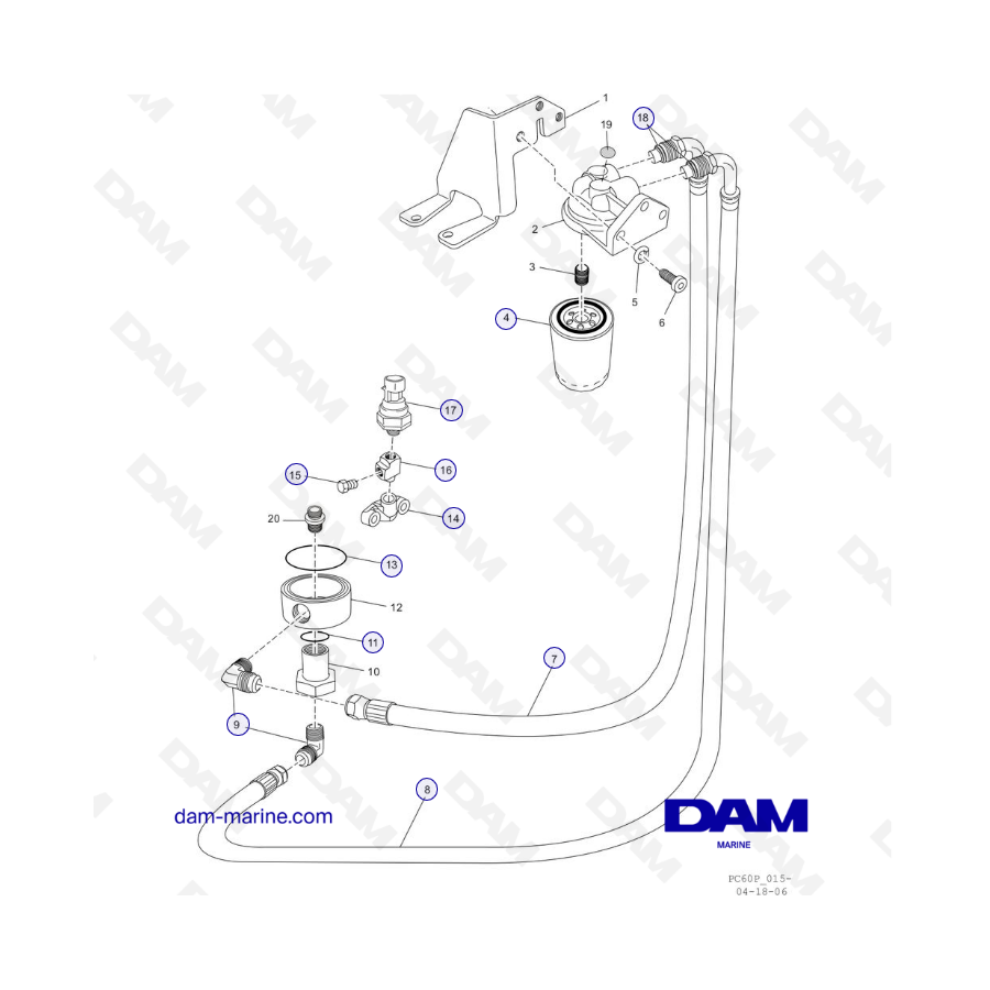 PCM ZR409 - ZR450 - 08/10 - COMPONENTES DEL FILTRO DE ACEITE REMOTO (“V” - DRIVE)