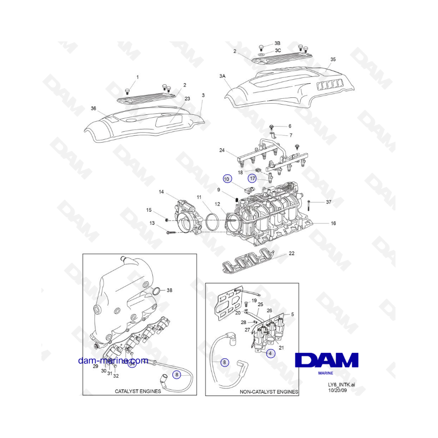 PCM ZR409 - ZR450 - 10+ - COMPONENTES DEL COLECTOR DE ADMISION