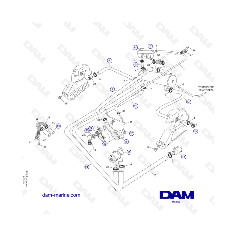 PCM ZR409 - ZR450 - 10+ - COMPONENTES DEL SISTEMA DE REFRIGERACIÓN DE AGUA DULCE