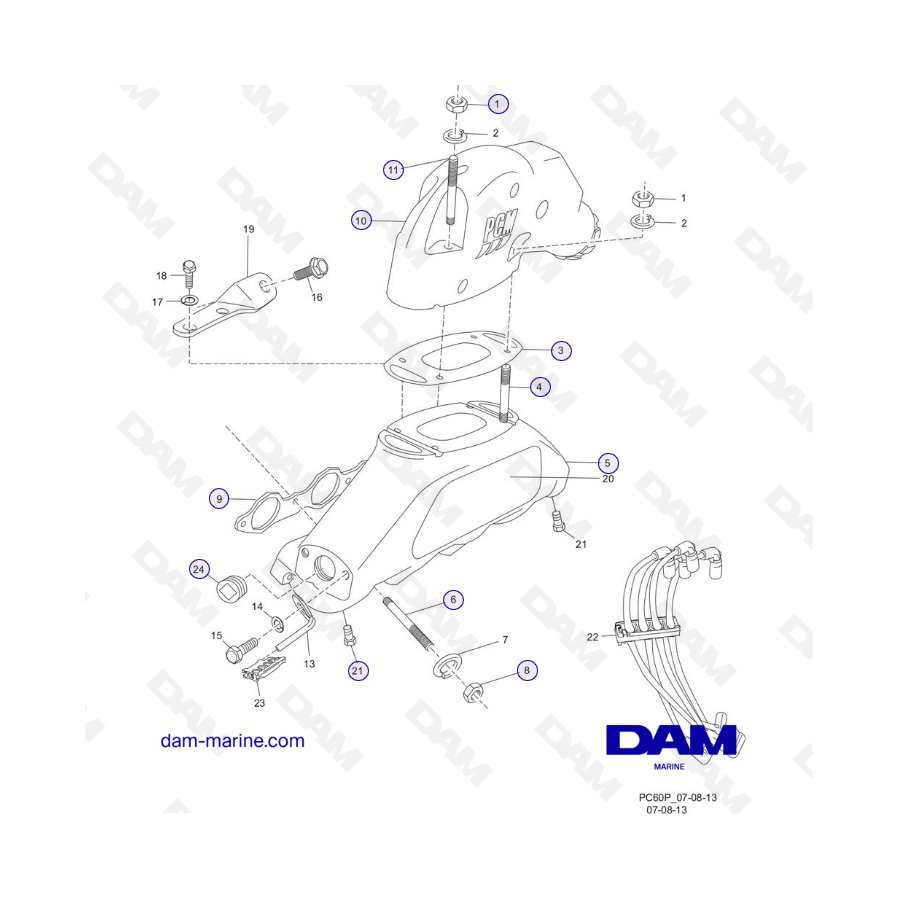 PCM ZR409 - ZR450 - 10+ - COLECTOR DE ESCAPE y COMPONENTES