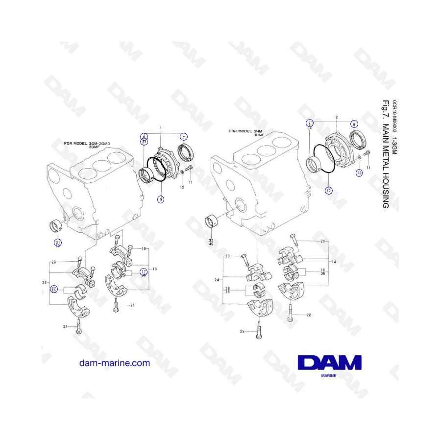 Yanmar 1GM, 2GM(F) - Carcasa metálica principal