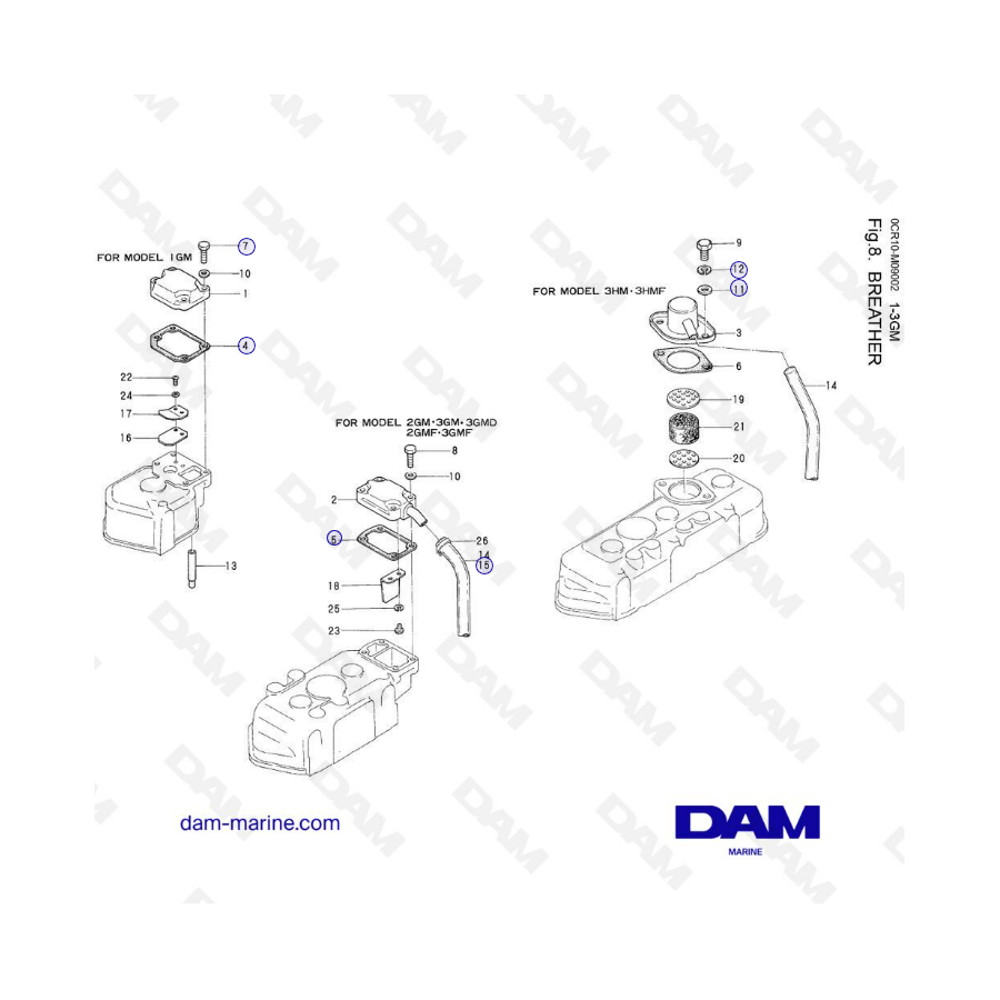 Yanmar 1GM, 2GM, 3GM, 3HM - Breather