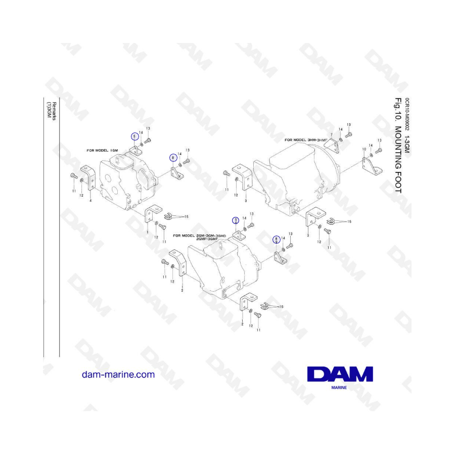 Yanmar 1GM, 2GM, 3GM, 3HM - Mounting foot