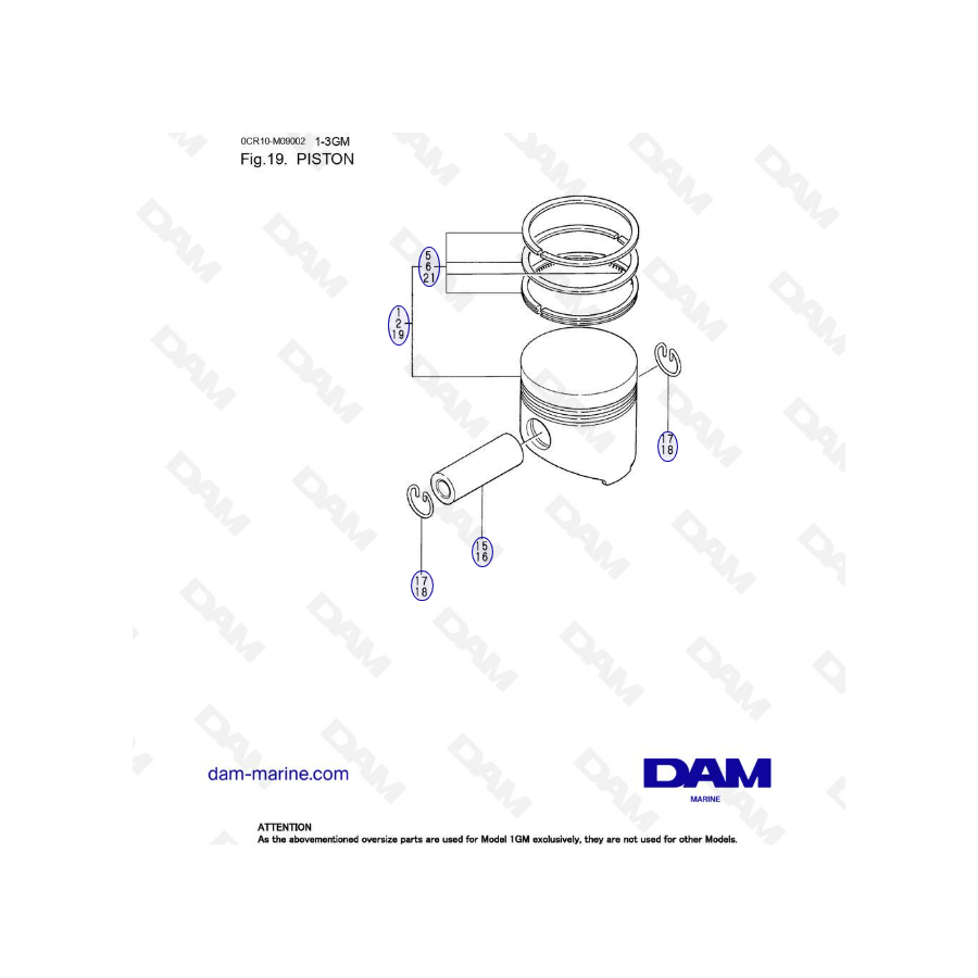 Yanmar 1GM - Piston