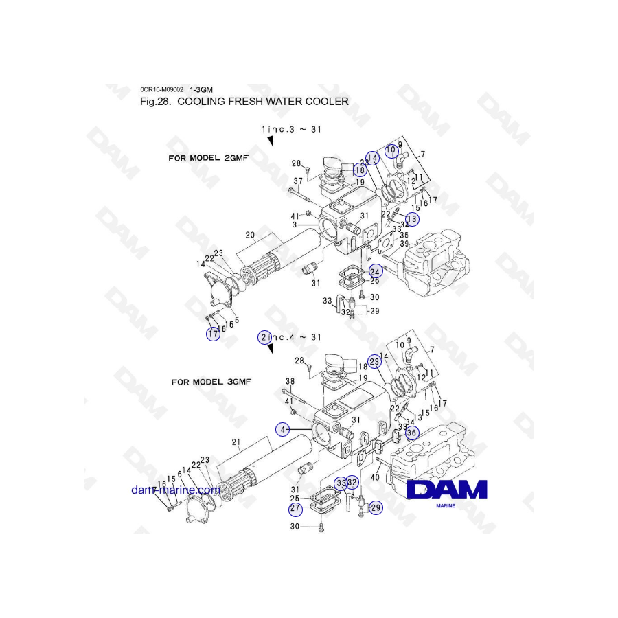 Yanmar 2GMF, 3GMF - REFRIGERACIÓN ENFRIADOR DE AGUA DULCE