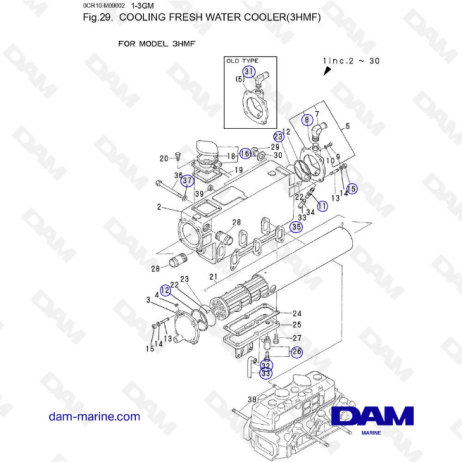 Yanmar 3HMF - Enfriador de agua dulce de refrigeración