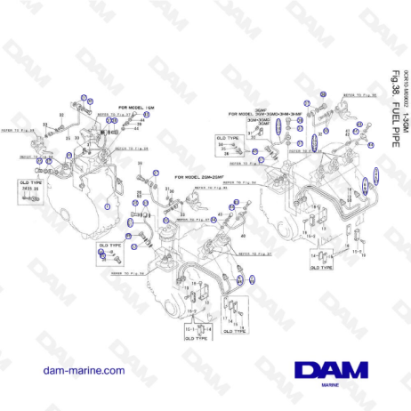 Yanmar 1GM, 2GM, 3GM, 3HM(F) - TUBO DE COMBUSTIBLE