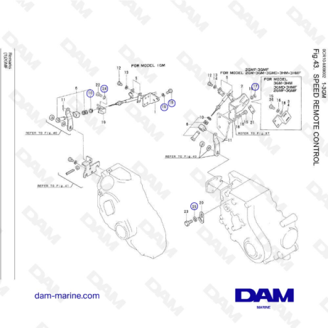 Yanmar 1GM, 2GM, 3GM, 3HM - Control remoto de velocidad