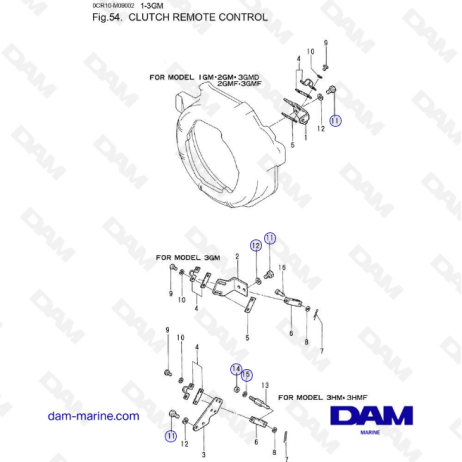 Yanmar 1GM, 2GM, 3GM (D & F) - MANDO A DISTANCIA DEL EMBRAGUE