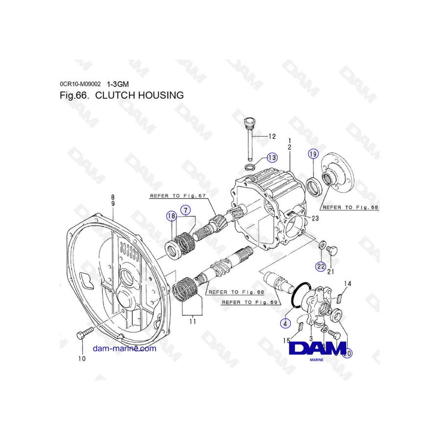 Yanmar 1GM, 2GM, 3GM - CAJA DE EMBRAGUE