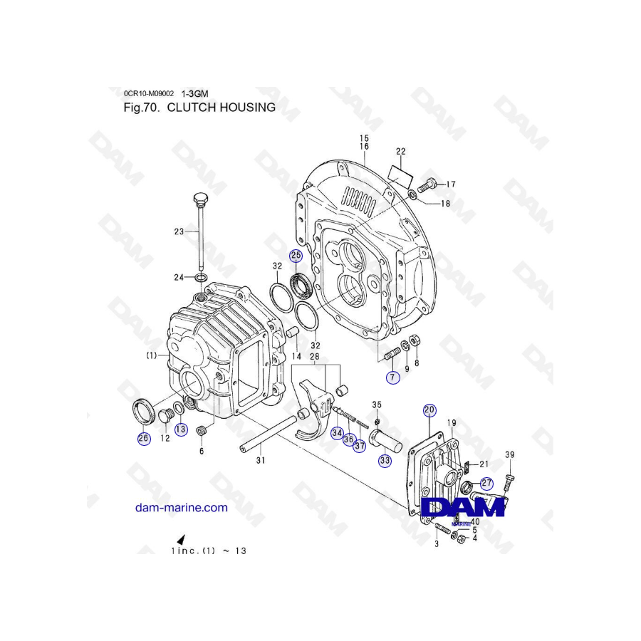 Yanmar 1GM, 2GM, 3GM - CAJA DE EMBRAGUE