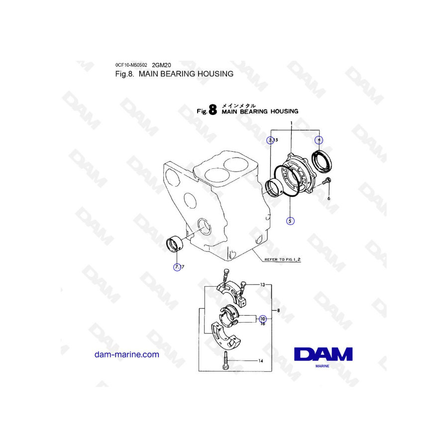 Yanmar 2GM20 - CAJA DE COJINETE PRINCIPAL