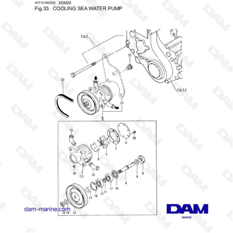 Yanmar 2GM20 - Bomba de refrigeración de agua de mar